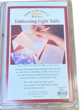 American Traditional Stencils Embossing Light Table New Never Opened